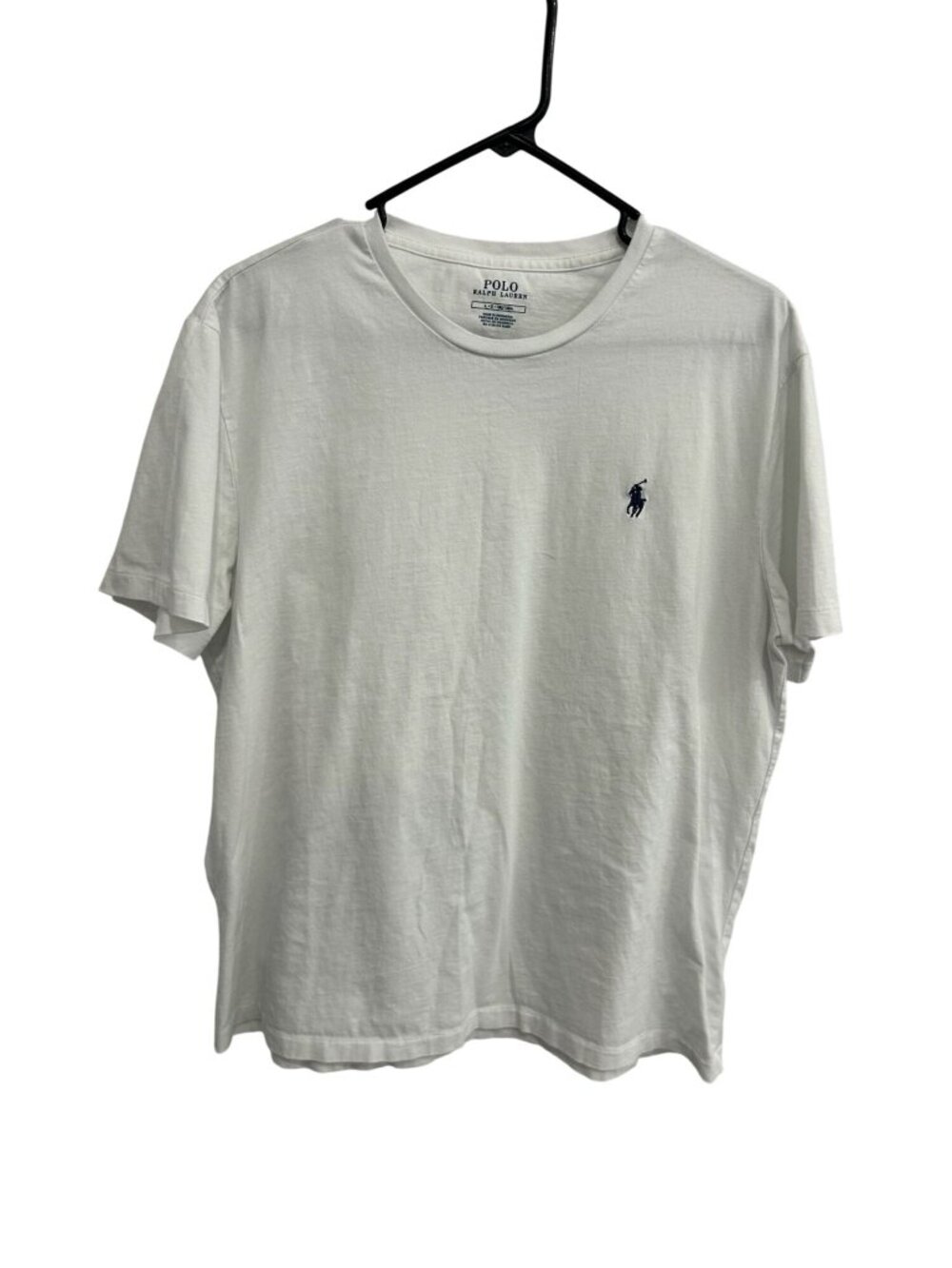 Polo Ralph Lauren Large White Cotton Crewneck Mens T-Shirt Minimalist Old Money